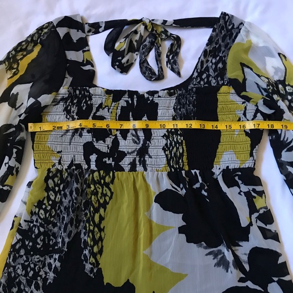 AB Studio Smocked Peplum Floral Chiffon Top Size Medium - Picture 5 of 16